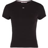 Tommy Jeans Fitted Ribbed Cotton T-shirt - Black