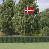 Aluminium Flaggor & Tillbehör vidaXL Danmarks flagga med flaggstång 5,55 m aluminium