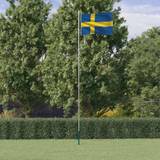 Polyester Flaggstänger vidaXL Sveriges flagga med flaggstång 6,23 m aluminium