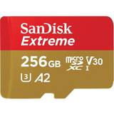 USB 2.0 Minneskort & USB-minnen SanDisk Extreme microSDXC Class 10 UHS-I U3 V30 A2 190/130MB/s 256GB +Adapter