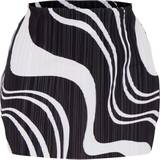 Zebra Kjolar PrettyLittleThing Printed Plisse Micro Mini Skirt - Black