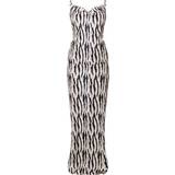 10 - Öppen rygg Klänningar PrettyLittleThing Zebra Print Satin Cowl Neck Maxi Dress - White