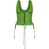 Snörning Överdelar PrettyLittleThing Woven Lace Up Detail Plunge Sleeveless Top - Bright Green