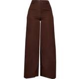 16 - Dam - Kostymbyxor PrettyLittleThing Woven Double Belt Loop Suit Trousers - Chocolate Brown
