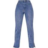 PrettyLittleThing Split Hem Jeans - Mid Blue Wash