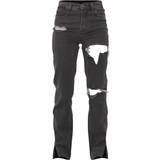 PrettyLittleThing Ripped Split Hem Jeans - Washed Grey