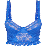 Volanger Underkläder PrettyLittleThing Lace Hook And Eye Detail Crop Corset - Bright Blue
