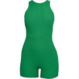 PrettyLittleThing Jumpsuits & Overaller PrettyLittleThing Ribbed Racer Neck Unitard - Green
