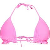 PrettyLittleThing Frill Edge Padded Bikini Top - Hot Pink