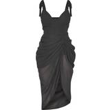 PrettyLittleThing Underwire Detail Draped Midi Dress - Black