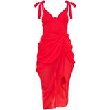 Bygel Klänningar PrettyLittleThing Underwire Detail Draped Midi Dress - Red