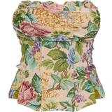Multifärgade Shapewear & Underplagg PrettyLittleThing Floral Woven Jacquard Ruched Bust Spilt Hem Corset - Green