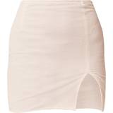 PrettyLittleThing Textured Woven Split Leg Mini Skirt - White