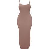 PrettyLittleThing Shape Jersey Strappy Maxi Dress - Taupe