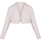 PrettyLittleThing Cropped Double Button Blazer - Stone
