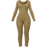 U-ringning Jumpsuits & Overaller PrettyLittleThing Long Sleeve Knitted Jumpsuit - Olive