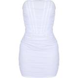 Dam - Meshdetaljer Klänningar PrettyLittleThing Shape Mesh Corset Detail Ruched Bodycon Dress - White