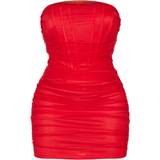 Meshdetaljer Klänningar PrettyLittleThing Shape Mesh Corset Detail Ruched Bodycon Dress - Red