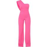 Dam - Enaxlad / Enärmad Jumpsuits & Overaller PrettyLittleThing Drape One Shoulder Jumpsuit - Hot Pink