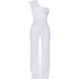 Elastan/Lycra/Spandex - Vita Jumpsuits & Overaller PrettyLittleThing Drape One Shoulder Jumpsuit - White