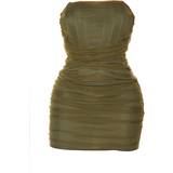 Meshdetaljer Klänningar PrettyLittleThing Shape Mesh Corset Detail Ruched Bodycon Dress - Olive