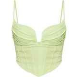 Korsetter PrettyLittleThing Strappy Pleated Bust Corset Detail Crop Top - Lime