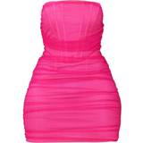 Meshdetaljer Klänningar PrettyLittleThing Shape Mesh Corset Detail Ruched Bodycon Dress - Hot Pink