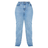 PrettyLittleThing Dam Jeans PrettyLittleThing Split Hem Jeans Plus Size - Light Blue Wash