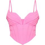 PrettyLittleThing Strappy Pleated Bust Corset Detail Crop Top - Pink