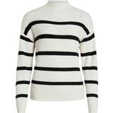 Dam - Randiga Tröjor Vila Striped Knit Sweater - White Alyssum
