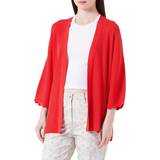 Open-Fronted Cardigan With Mid-Length Sleeves Red