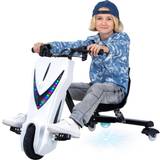 Drift trike Elektro-Drift-Trike für Kinder, Drift-Scooter, bis zu 15km/h, drosselbar, Hupe, LED-Driftrollen 360° Weiß Matt