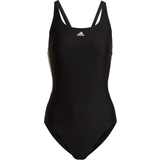 Dam Badkläder adidas Women's Mid 3-Stripes Swimsuit - Black/White
