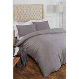 Bomull Påslakan Highams 100% Pure Cotton with Pillow Case Dye Duvet Cover Grey, Silver
