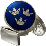 Herr - Klackringar Smycken Skultuna Kronor Cufflinks - Silver/Royal Blue
