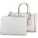 Michael Kors Kali Medium Signature PVC Satchel Handbag Purse Ipad Case Pink