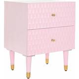 Rosa Sängbord Dkd Home Decor Nightstand Metal Light Pink Mango wood Bedside Table