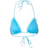 Pieces Gemustertes Triangel-Bikinioberteil in Blau mit Rüschenverzierung Blau