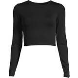 Dam - Återvunnet material T-shirts Casall Crop Long Sleeve T-shirt - Black