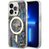 Mobiltillbehör Guess iPhone 14 Pro Mobilskal MagSafe Leopard Blå