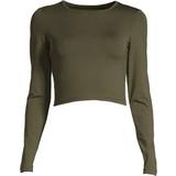 Dam - Polyamid T-shirts Casall Crop Long Sleeve T-shirt - Forest Green