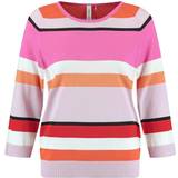 28 - Lila Överdelar Gerry Weber Fine Knit Striped Short Sleeve Jumper Pink
