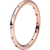 Pandora Simple Sparkling Band Ring - Rose Gold/Transparent