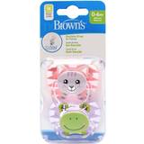 Dr. Brown's Nappar Dr. Brown's Prevent Soothers, Animal Faces, 0-6 Months Assorted Pink