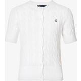 Polo Ralph Lauren Womens White Logo-embroidered Cotton-knit Cardigan