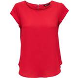 Röda Blusar Only Vic Loose Short Sleeve Top - Red/High Risk Red