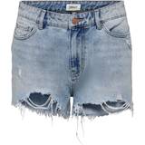 Dam - Hög midja Shorts Only Regular Fit High Waist Raw Hems Shorts - Blue /Light Blue Denim