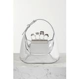 Alexander McQueen Toteväskor Alexander McQueen Womens Silver The Jewelled Mini Faux-leather Hobo bag 1 Size