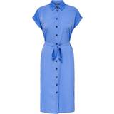 Knappar - L - Midiklänningar Only Midi Tie Belt Shirt Dress - Blue/Ultramarine