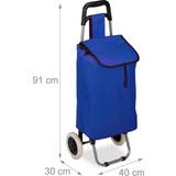 Shoppingvagn hjul Relaxdays Shoppingvagn, vikbar, 25 l shoppingväska med hjul, kan upp till 10 kg, HBT 91 x 40 x 30 cm, mörkblå